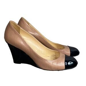 Kate Spade Kimmy Wedge Nude Leather Back Cap Toe Size 8.5